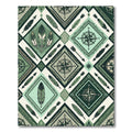 Green Feather Compass Geometric Diamond Rug