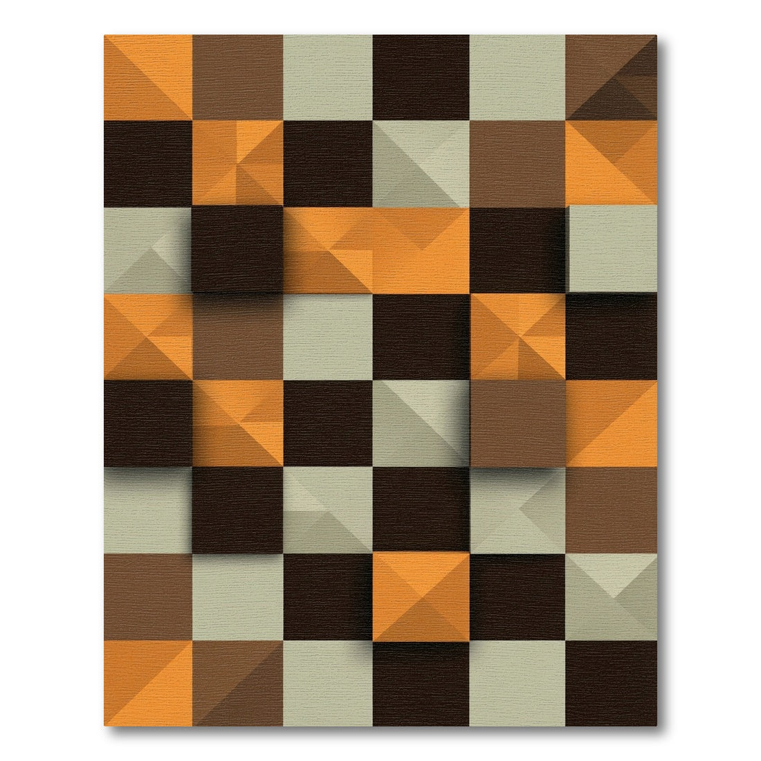 Geometric Earth Tone Pyramid Block Rug