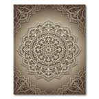 Elegant Beige Ornate Floral Mandala Rug