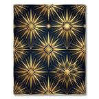 Golden Celestial Radiance Navy Starry Art Rug