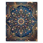 Navy Blue Floral Ornate Medallion Rug