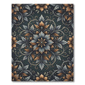 Vintage Slate Gold Floral Medallion Rug