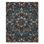 Vintage Slate Gold Floral Medallion Rug