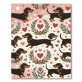 Charming Dachshund Floral Heart Illustration Rug