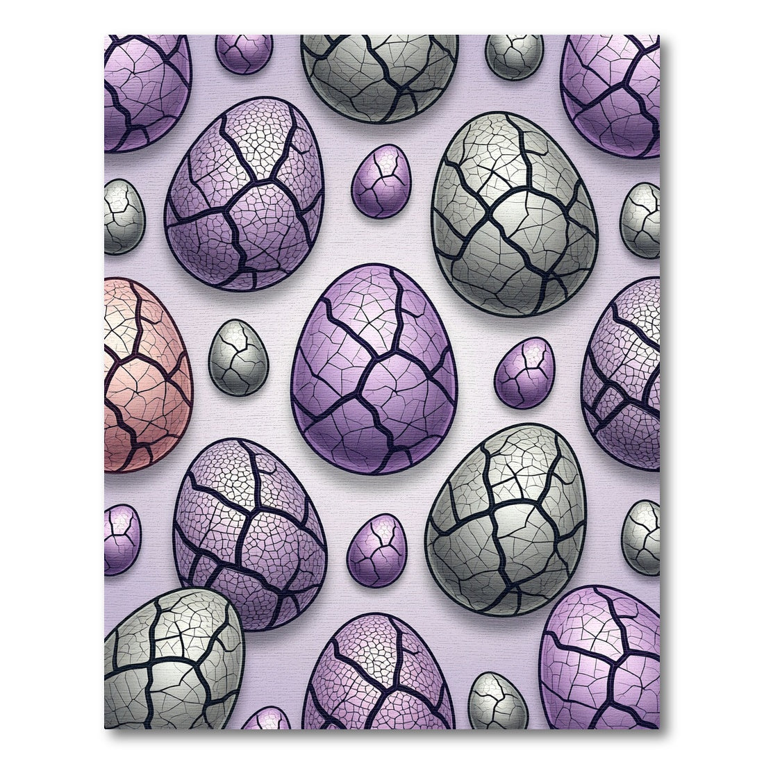 Cracked Lavender Silver Geometric Egg Arrangement Rug