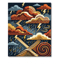 Celestial Storm Geometric Staircase Art Rug