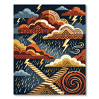 Celestial Storm Geometric Staircase Art Rug