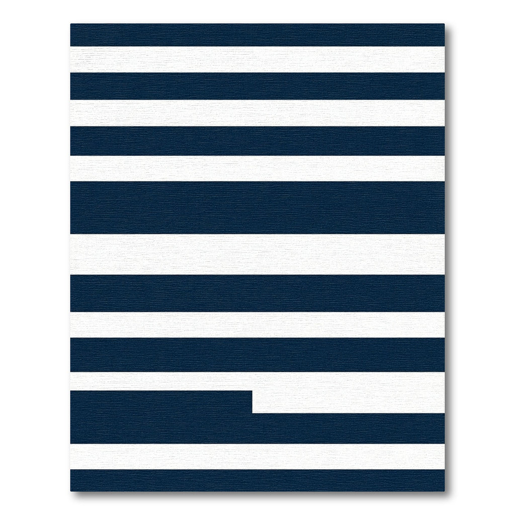 Minimalist Navy White Horizontal Stripe Rug