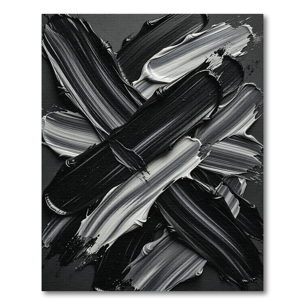 Monochromatic Abstract Brushstroke Art Rug
