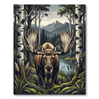 Majestic Moose Forest Landscape Rug