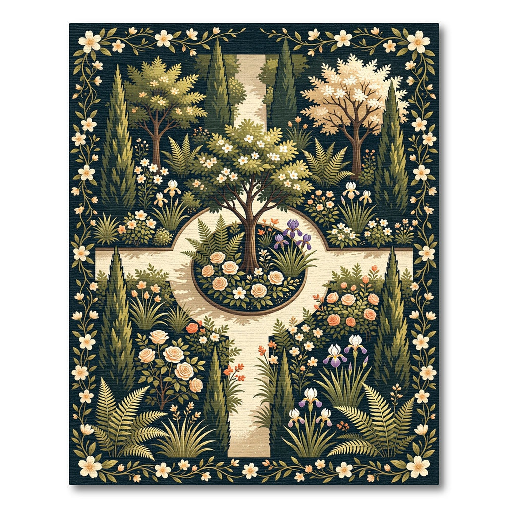 Enchanting Garden Floral Topiary Rug