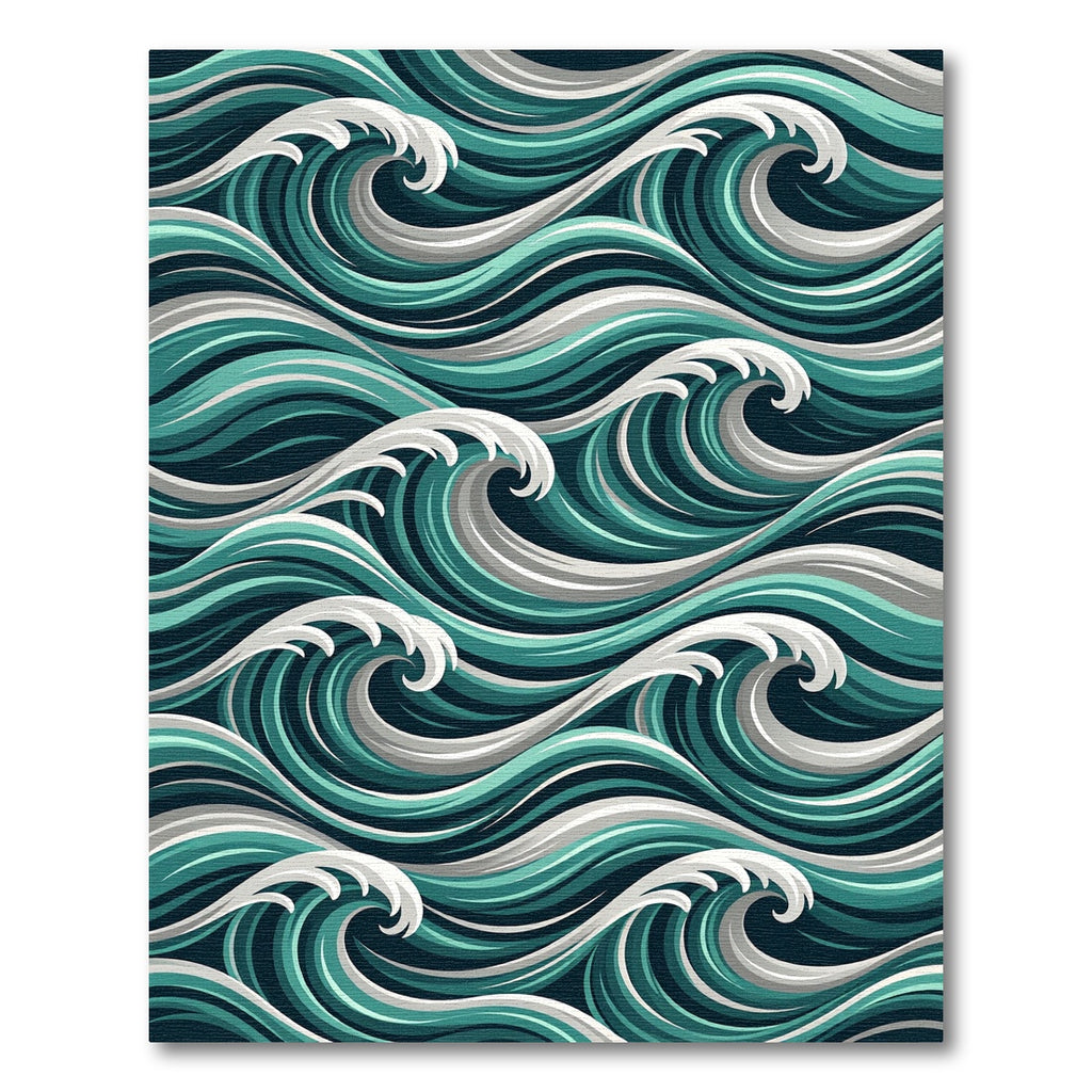 Deep Aqua Teal Wave Arrangement Rug