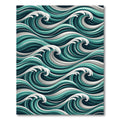 Deep Aqua Teal Wave Arrangement Rug