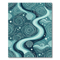 Serene Teal Ocean Shell Wave Art Rug