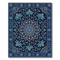 Deep Navy Floral Medallion Garden Rug