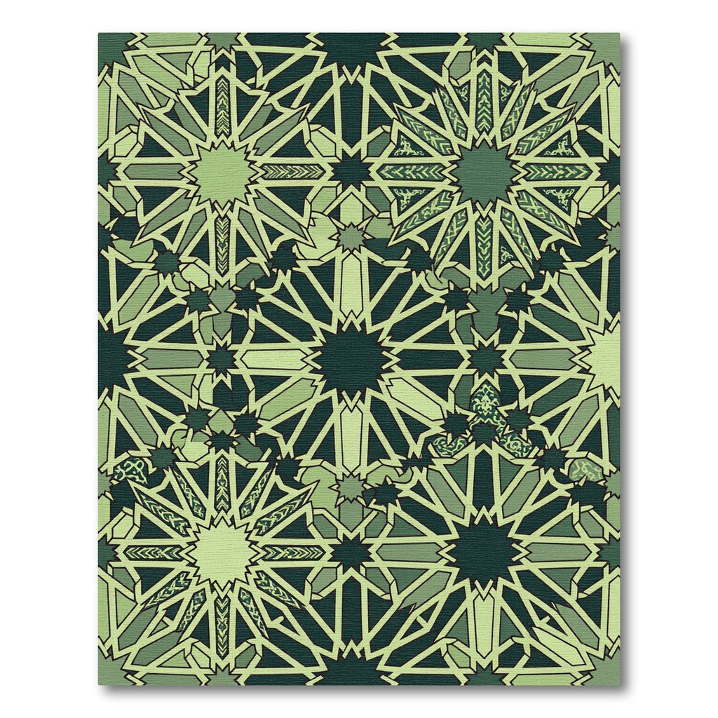 Forest Green Intricate Star Geometric Rug