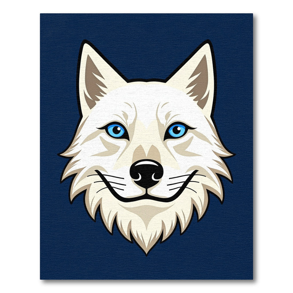 White Wolf Blue Eyes Graphic Rug
