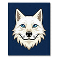 White Wolf Blue Eyes Graphic Rug