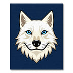White Wolf Blue Eyes Graphic Rug