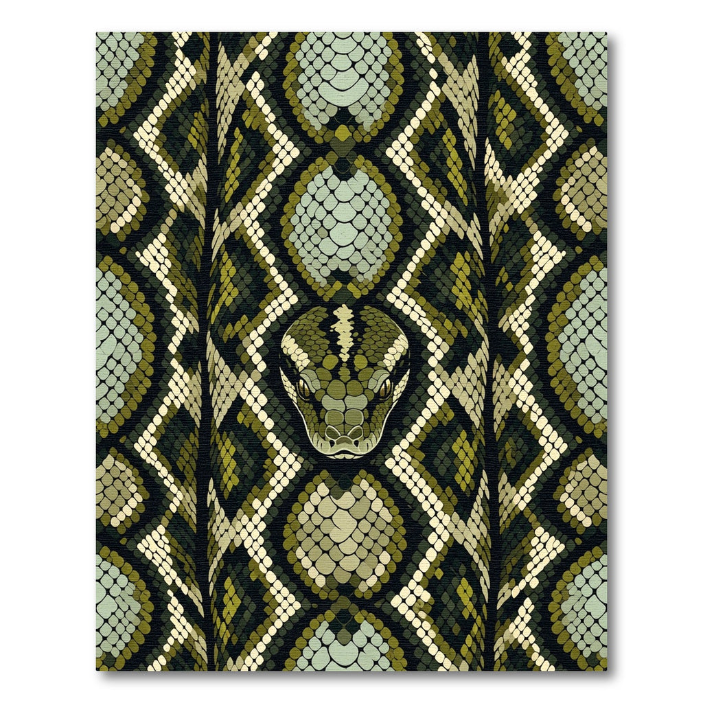 Olive Green Reptile Scale Serpent Rug