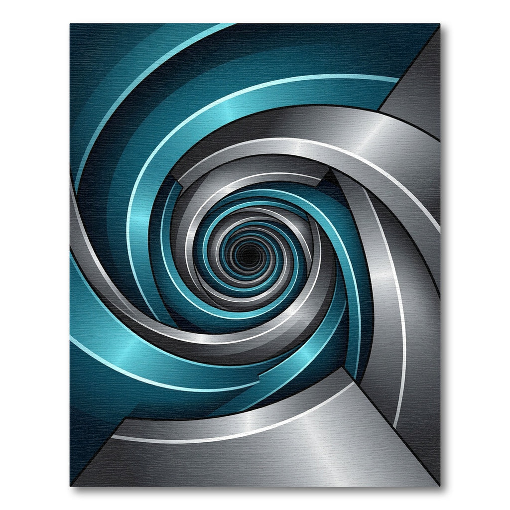 Modern Teal and Silver Infinitum Swirl Rug