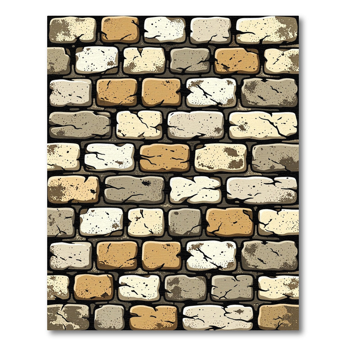 Rustic Earthy Tone Weathered Brick Slab Rug