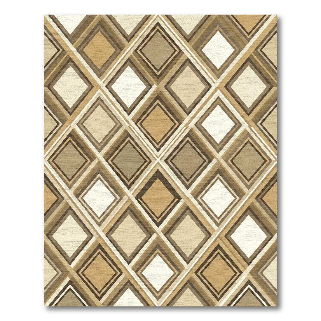 Modern Earth Tone Geometric Diamond Rug