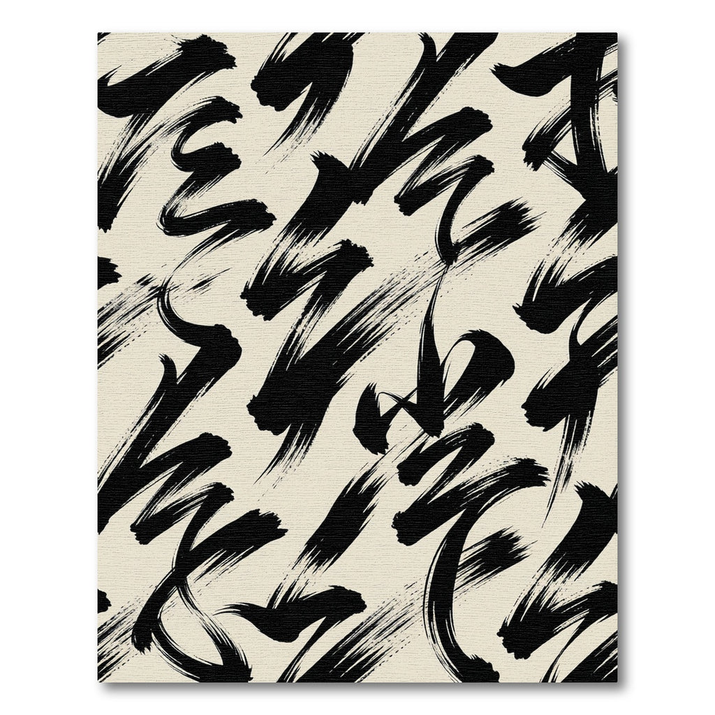 Bold Black Abstract Brushstroke Ink Rug