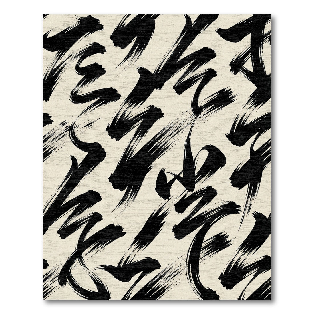 Bold Black Abstract Brushstroke Ink Rug
