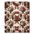 Crimson Red Floral Ribbon Wreath Rug