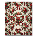Crimson Red Floral Ribbon Wreath Rug