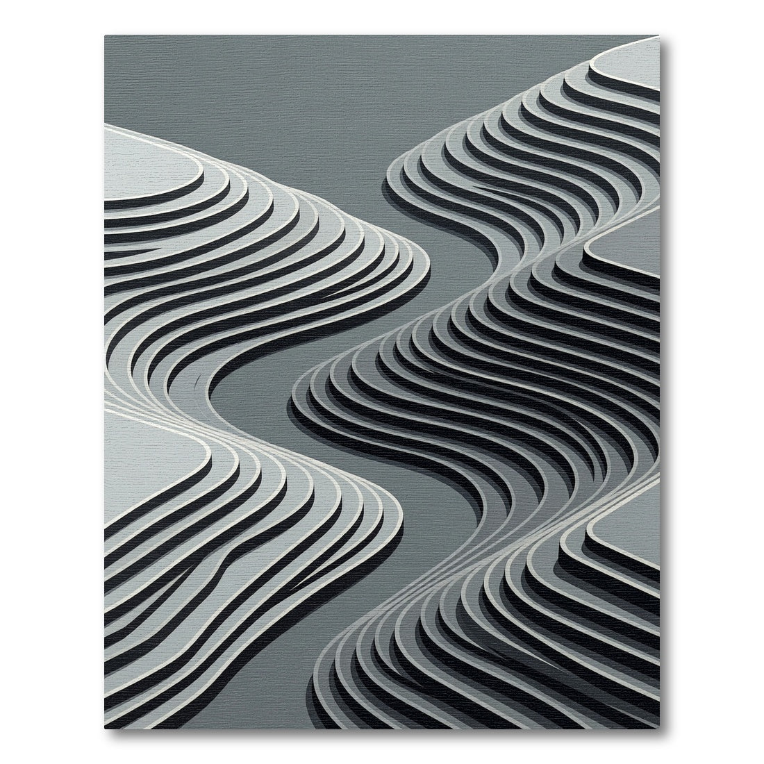 Gray Sculpted Wave Layers Rug
