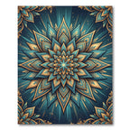 Teal and Gold Radiant Lotus Medallion Rug