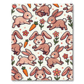 Cute Bunny Carrot Floral Earthy Rug