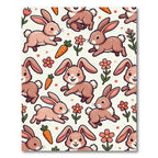 Cute Bunny Carrot Floral Earthy Rug