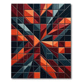 Modern Geometric Crimson Abstract Grid Rug