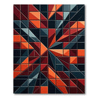 Modern Geometric Crimson Abstract Grid Rug