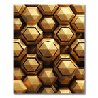 Luxurious Metallic Gold Geometric Hexagon Rug