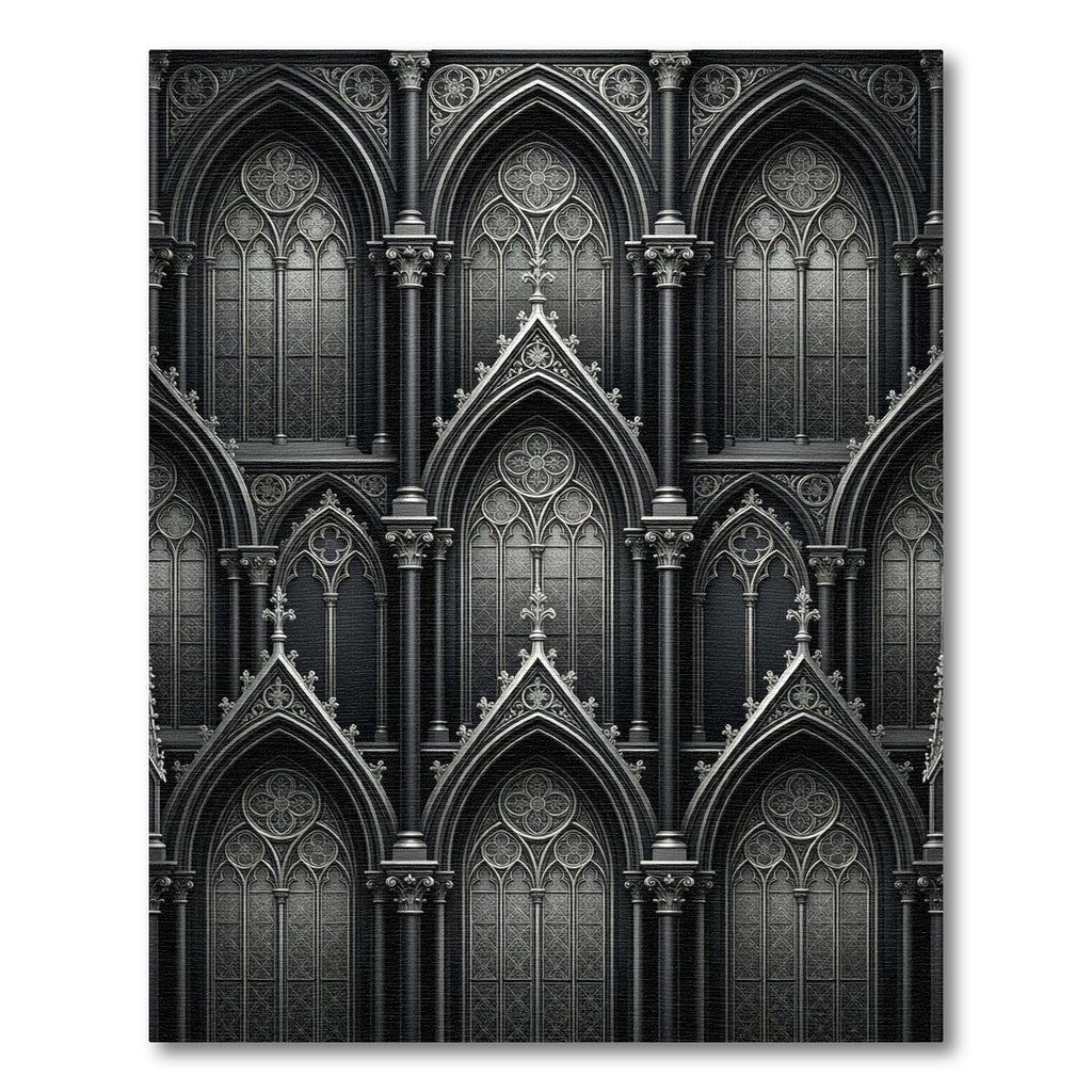 Gothic Arch Charcoal Silver Cathedral Rug