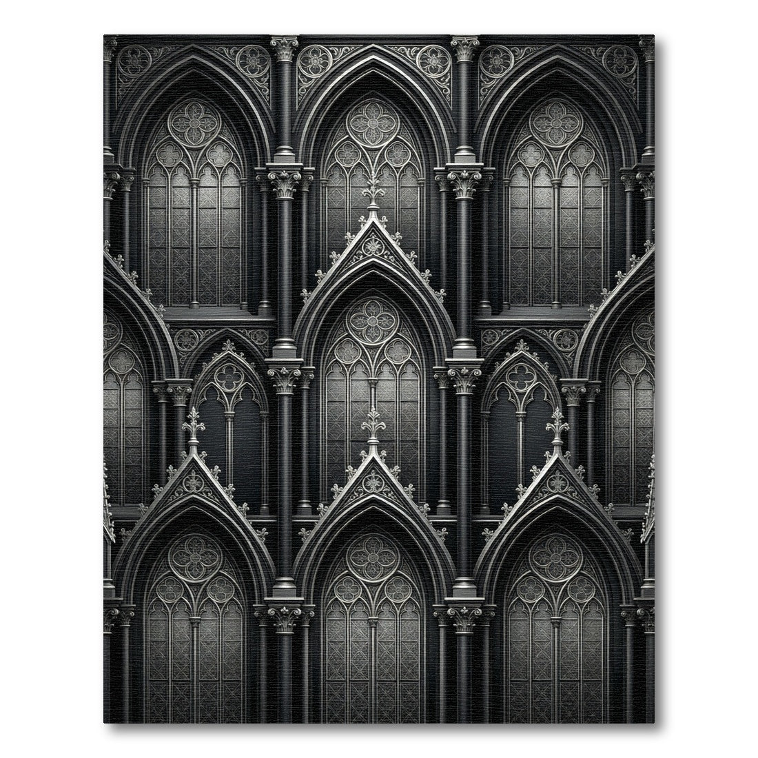 Gothic Arch Charcoal Silver Cathedral Rug