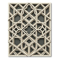 Beige Geometric Interlocking Lattice Architectural Rug