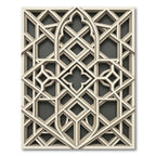 Beige Geometric Interlocking Lattice Architectural Rug
