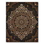 Earthy Bronze Ornate Floral Mandala Rug