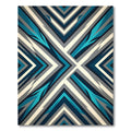Geometric Teal and Gray Angular Chevron Rug