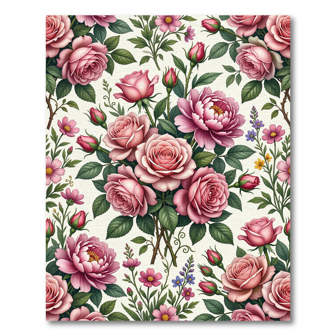 Romantic Pink Rose Floral Bouquet Rug