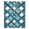 Geometric Blue Lattice Grid Lines Rug