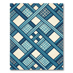 Geometric Blue Lattice Grid Lines Rug