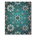 Teal Floral Medallion Botanical Art Rug