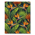 Vibrant Orange Bird of Paradise Foliage Rug