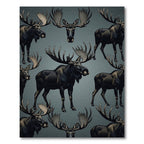 Dark Moose Portrait Repeating Pattern Rug